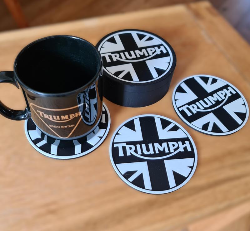 Easy Print Any Printer Triumph Mug Parking Space Mug Cup Coaster Set and Storage Holder Case Box Daytona Bonneville Trident Tiger Speed Triple Street Rocket Speed T120