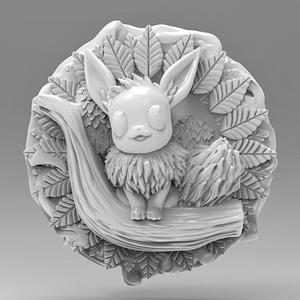 Eevee 3D Printable Pokemon Fridge Magnet or Wall Decoration
