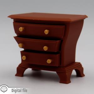 1:12 miniature Fruitwood Bombe Commode 1700s mono/multi color