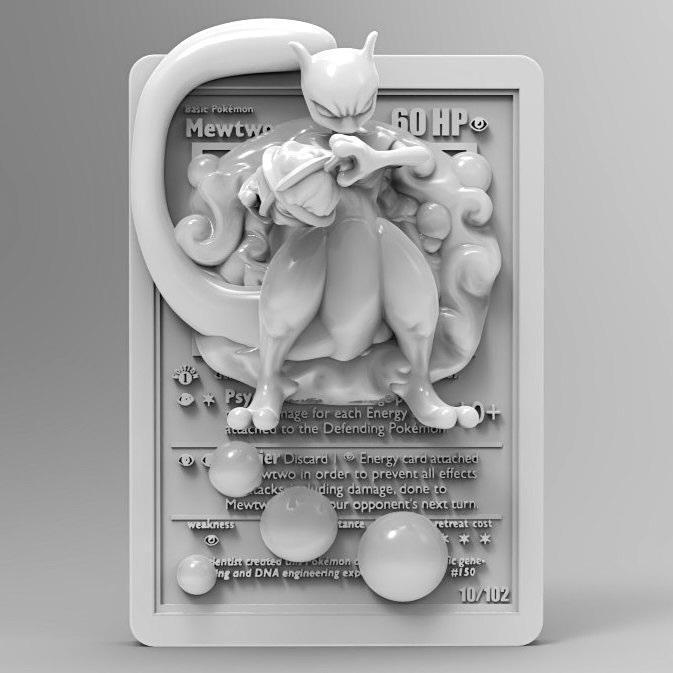 Mewtwo 3D Printable Pokémon Card; Pokemon TCG