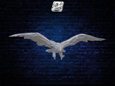 Flying Eagle - Low Voronoi Style - Single Spider Web - LowPoly - Perfect Design - Easy Print - Decor