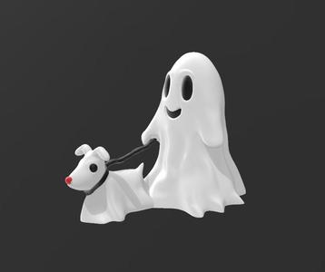 halloween ghost walking dog with eyes CU
