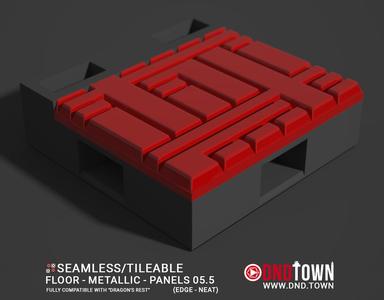 Floor - Metallic - Panels - Wall Edge 05.5 (NEAT/DEEP) - 3D Modular Dungeon Tile - DnD Town Minis (www.dnd.town)