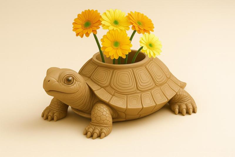 Turtle Planter STL – 3D Printed Tortoise Flower Pot for Cute Home & Garden Decor