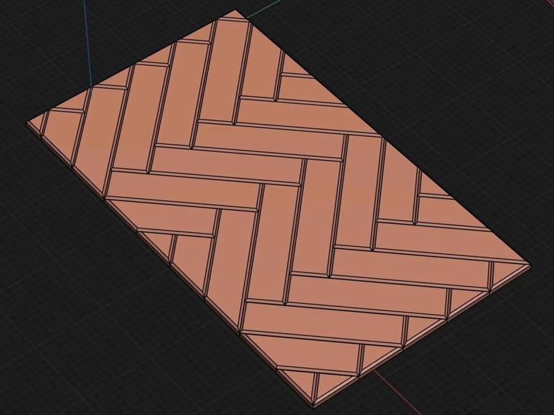 Miniature Herringbone Decking 1/12 scale for Doll Funiture, Doll House