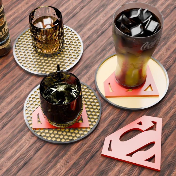 🟠 Superman Logo and Honeycomb Table Coaster