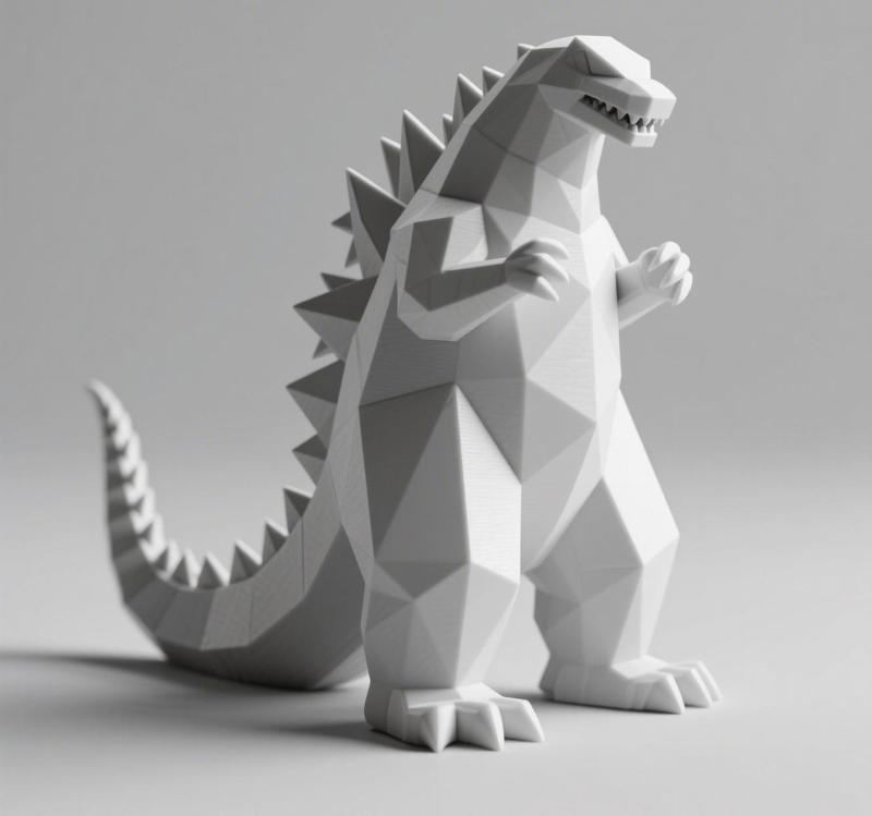 Low Poly Godzilla Sculpture