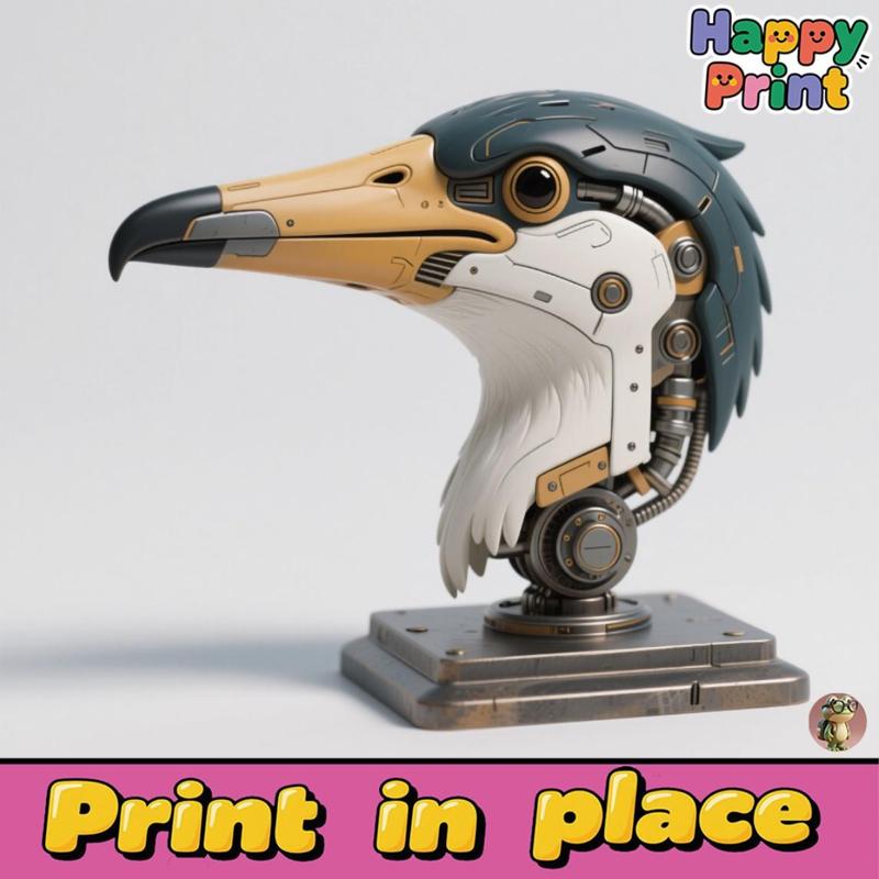 Sculpture of the head of a mechanical bird