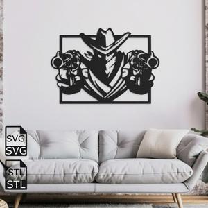 Cowboy Shooter 2D Wall Art STL SVG