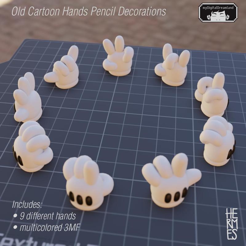 Set of classic cartoon hands for pencil decorations