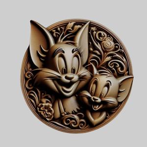 Tom Jerry Cartoon Medallion for CNC Router Laser & 3D Printer