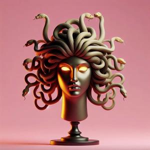 986 Color 3D Model of a Beautiful Gorgon with Snake Hair and Glowing Eyes, fantasy, wood, base, sword, warrior, wild, fox, monster, cat, dog, fair, witch, werewolf, horror, beast, gothic, troll