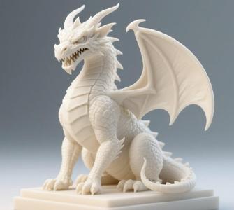 044 Menacing Fairytale Dragon in Ivory, magic, dragon, fantasy, wood, gnome, gorgon, warrior, wild, fox, monster, cat, dog, fair, witch, werewolf, horror, beast, gothic, troll