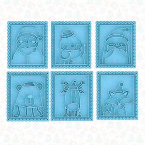 Christmas postage stamps cookie cutter set of 6