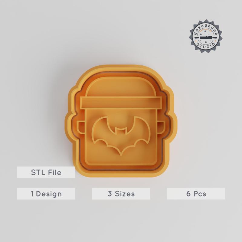 Halloween Food Shape Cutter & Stamp Set, Cookie & Fondant S/M/L Sizes, Spooky Snack Decor, 6 Piece Collection