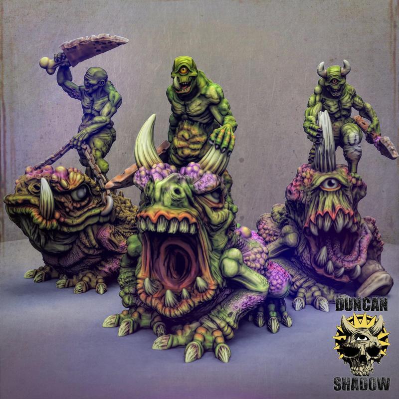 Demons riding Plague Toads (pre supported)