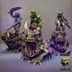 Demons riding Plague Toads (pre supported)
