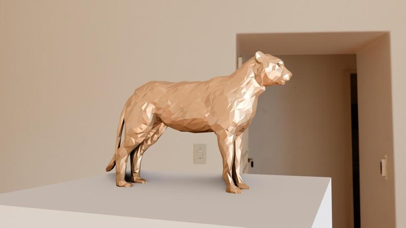 cheetah standing low poly stl
