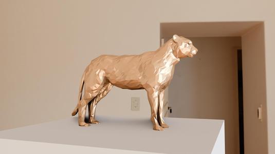 cheetah standing low poly stl