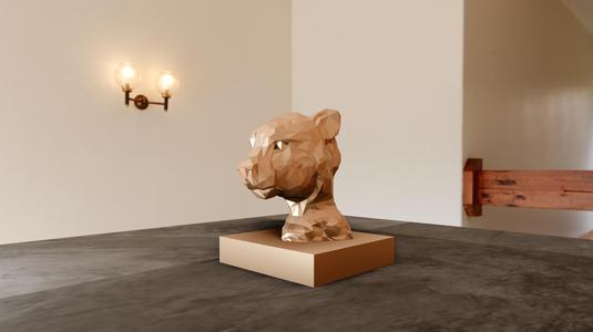 cheetah head bust low poly stl