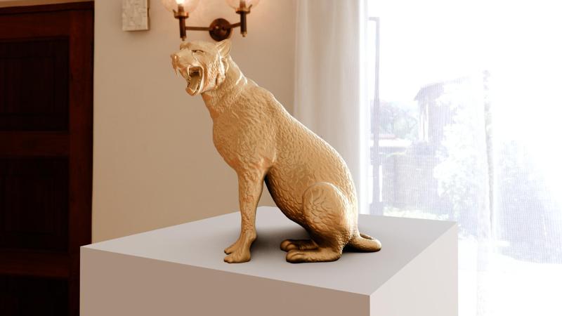 cheetah sitting and roaring stl