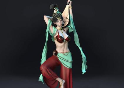 Dunhuang Flying Apsaras Bounce Pipa Characters 3D model