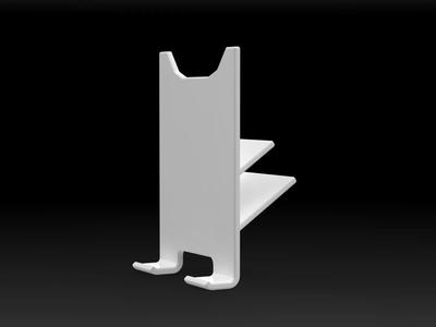 Phone holder for laptop riser, suitable for 2mm thick desktops
