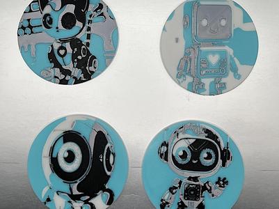 Cute Robot Coaster Set
