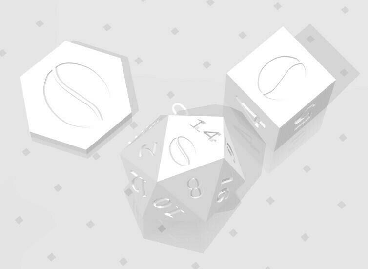 D2, D6 and D20 - Coffee Bean Logo Symbol