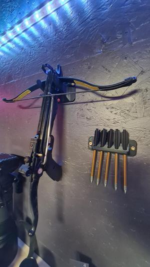 Small crossbow and bolts wall stand