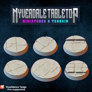 Cobblestone medieval town bases (5x 32mm 1x 40mm)