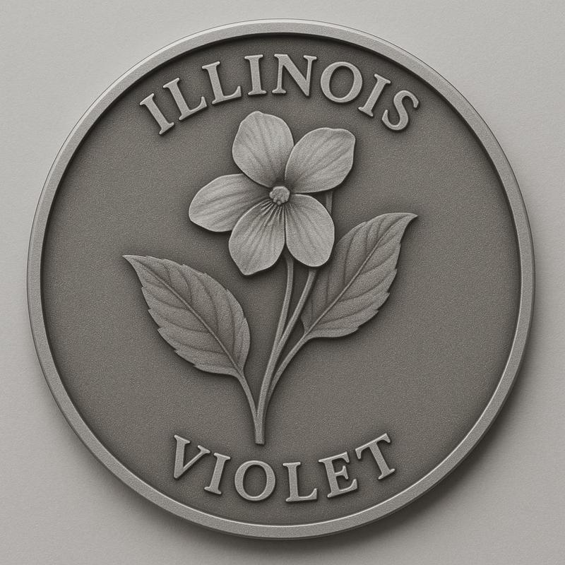 illinois state flower violet coin token wall art