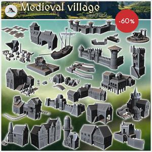 Medieval village pack No. 6 - Medieval Gothic Feudal Old Archaic Saga 28mm 15mm RPG
