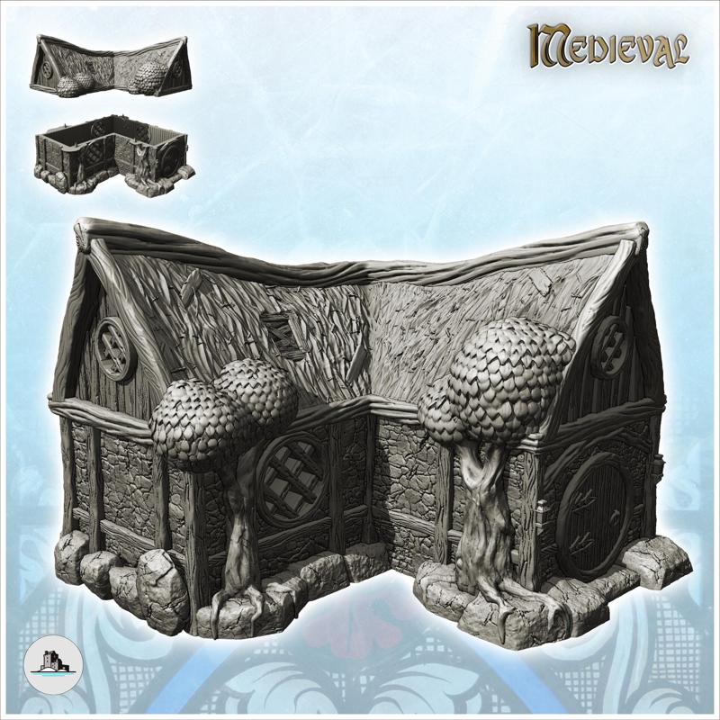 Medieval house with thatched roof and round door (25) - Medieval Gothic Feudal Old Archaic Saga 28mm 15mm