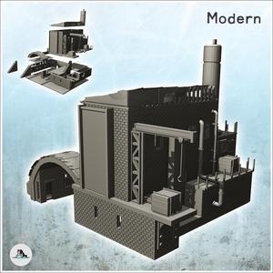 Modern brick factory with large chimney and access arch (intact version) (4) - Modern WW2 WW1 World War Diaroma Wargaming RPG Mini Hobby