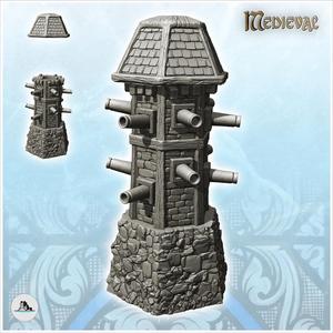 Medieval defense tower with cannons and stone base (3) - Medieval Gothic Feudal Old Archaic Saga 28mm 15mm
