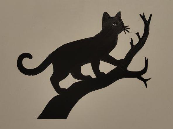 cat on the tree wall art