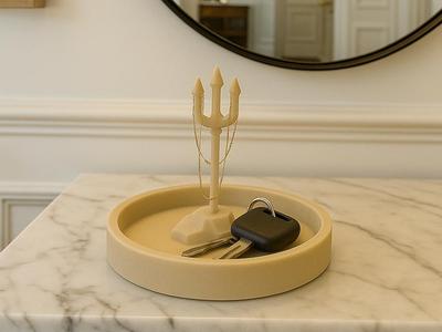 Poseidon’s Trident Catchall Dish 7" Entryway Tray