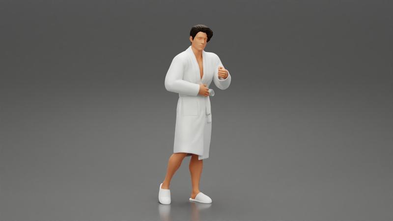 man in bathrobe standing