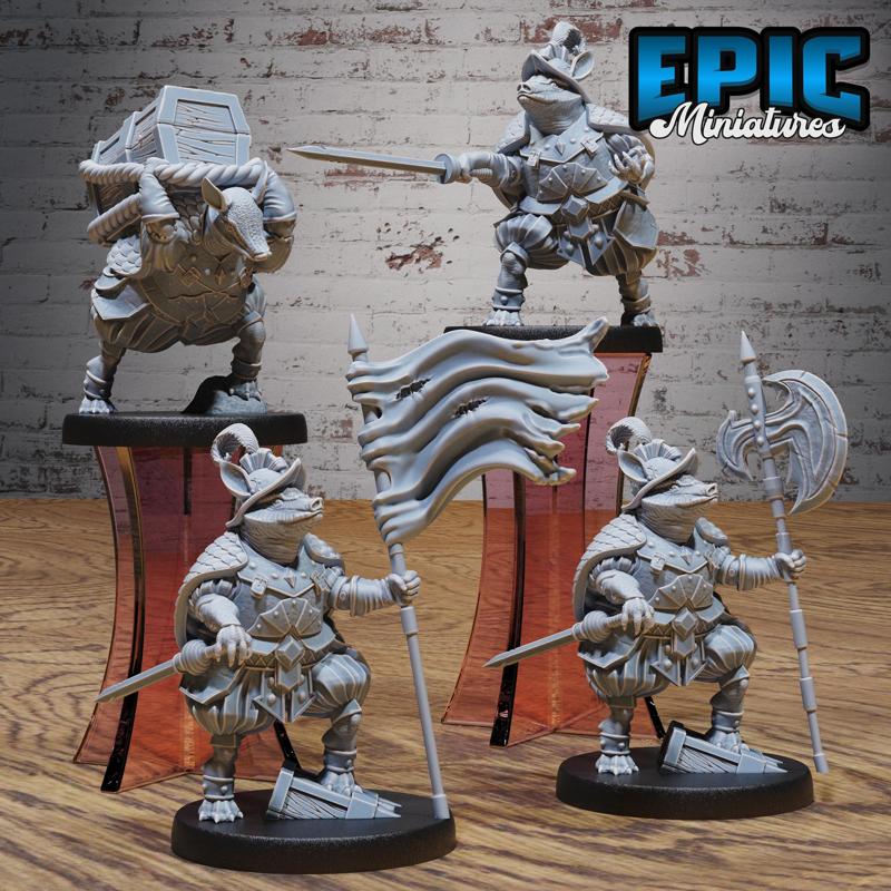 Armadillo Conquistador Set ‧ DnD Miniature ‧ Tabletop Miniatures ‧ Gaming Monster ‧ 3D Model ‧ RPG ‧ DnDminis ‧ STL FILE