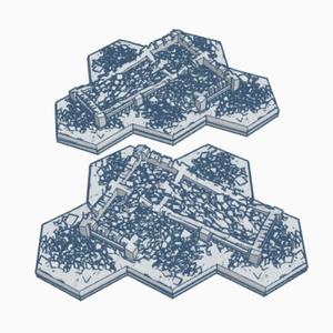Gothic Destroyed Building 5&6 with Hex Base
