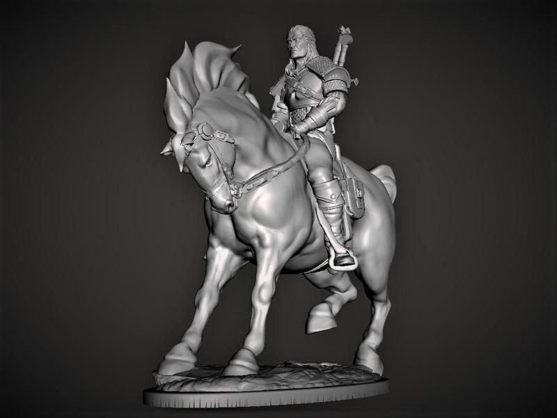 Geralt of Rivia the Witcher on Horseback