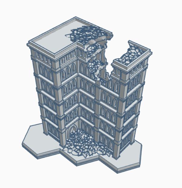 Gothic Ruined Building with hex Base 48 GRHB048