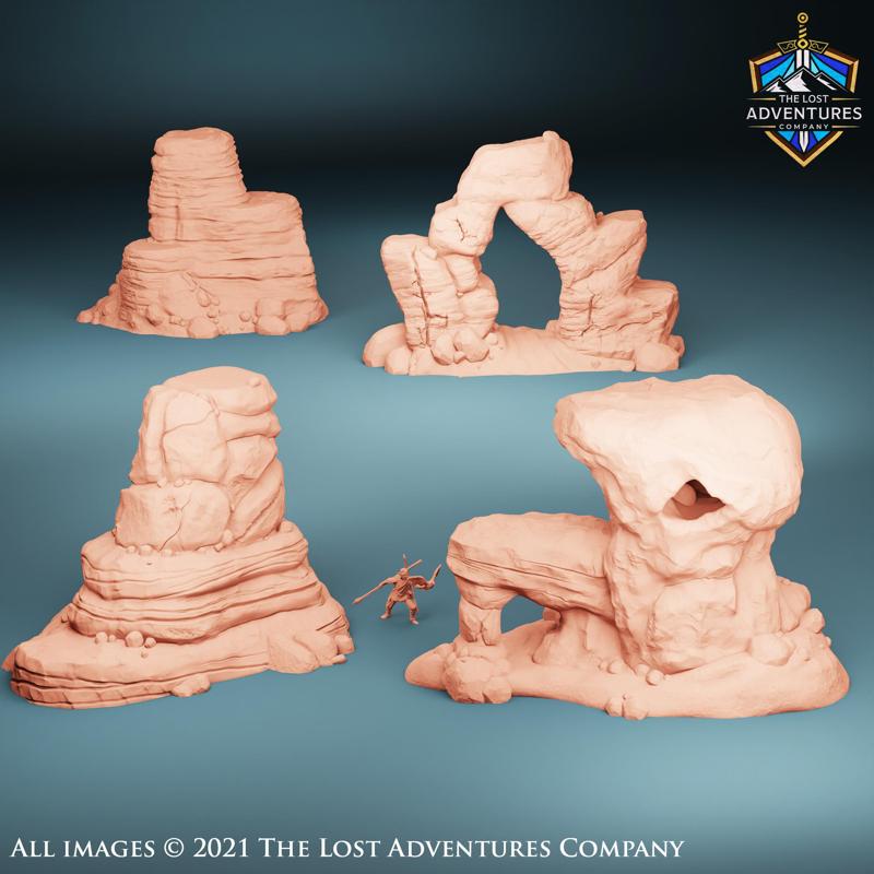 Desert Rock Formations (Set of 4)