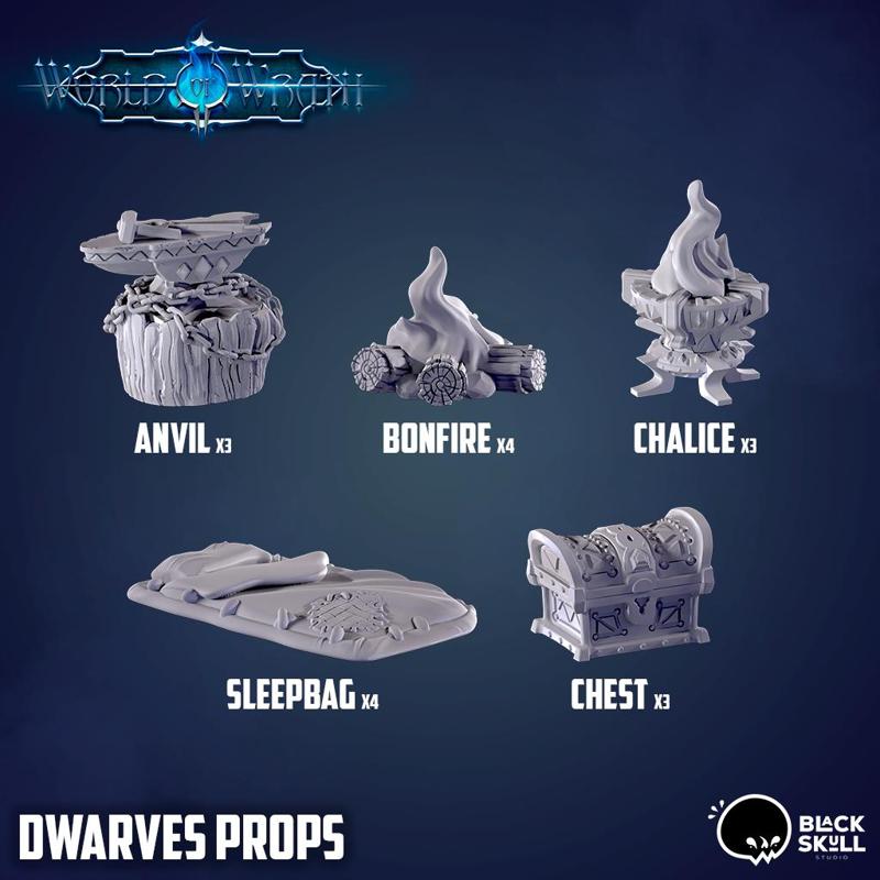 Dwarves Props (Anvil, Bonfire, Chalice, Chest, sleepbag)