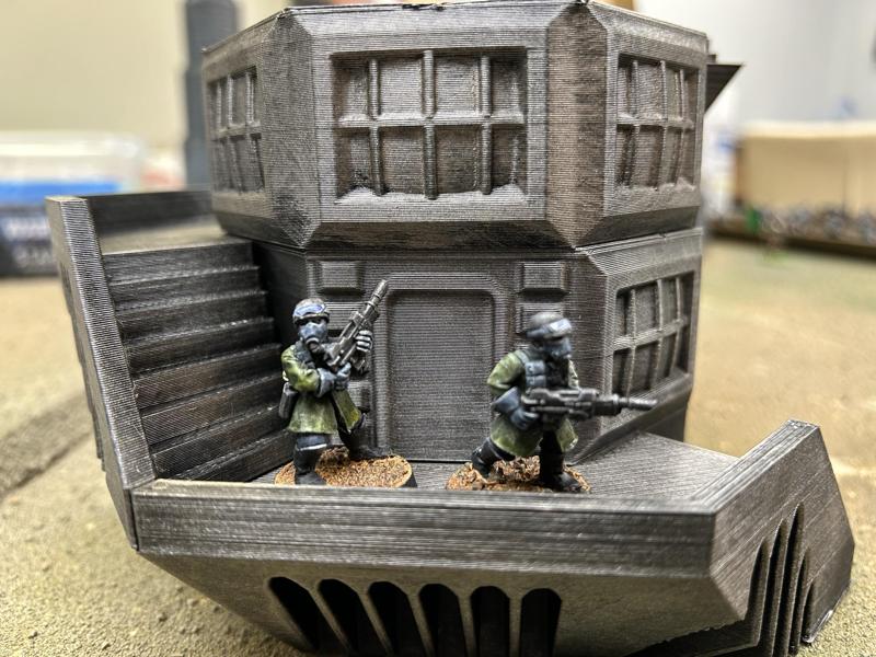 Vase-Mode Sci-Fi hab jail bunker with optional click-together spiraling staircase