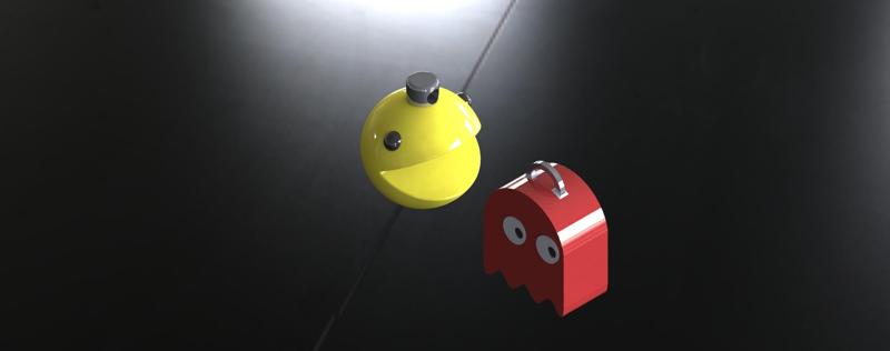 Pacman and ghost - Video game keychain