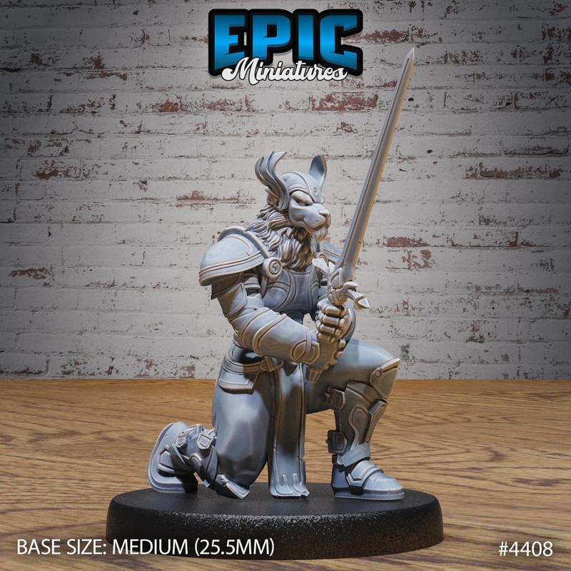 Beast Folk Paladin Kneel ‧ DnD Miniature ‧ Tabletop Miniatures ‧ Gaming Monster ‧ 3D Model ‧ RPG ‧ DnDminis ‧ STL FILE