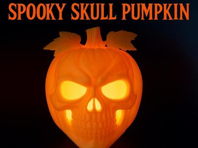 Spooky Skull Pumpkin Lamp - Halloween