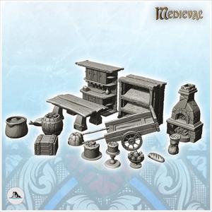 Bakery interior set with fireplace and shelves (2) - Medieval Gothic Feudal Old Archaic Saga 28mm 15mm